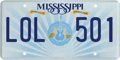 MS license plate LOL501