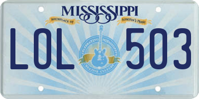 MS license plate LOL503