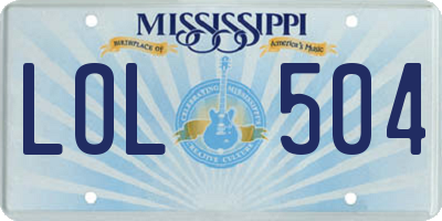 MS license plate LOL504