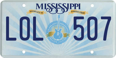 MS license plate LOL507
