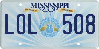MS license plate LOL508