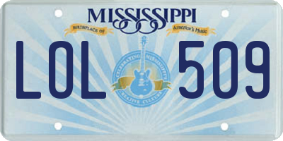 MS license plate LOL509