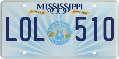 MS license plate LOL510