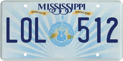 MS license plate LOL512