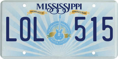 MS license plate LOL515