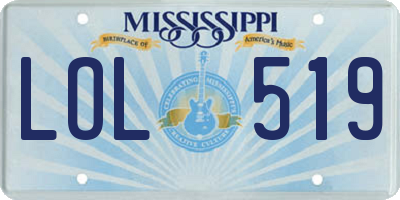 MS license plate LOL519