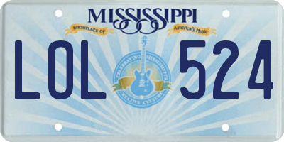 MS license plate LOL524
