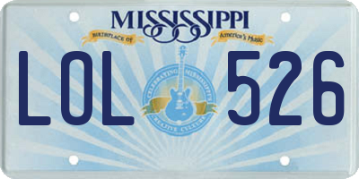 MS license plate LOL526
