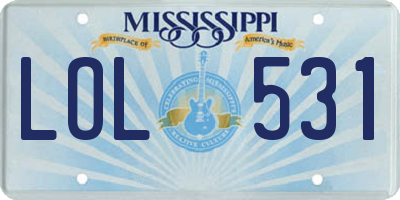 MS license plate LOL531
