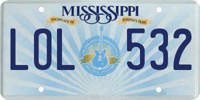 MS license plate LOL532