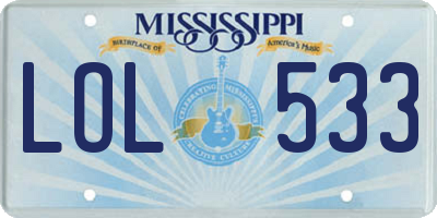 MS license plate LOL533