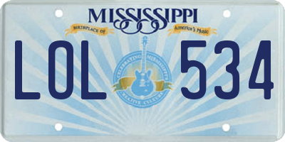MS license plate LOL534