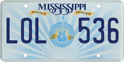 MS license plate LOL536