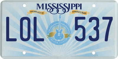 MS license plate LOL537