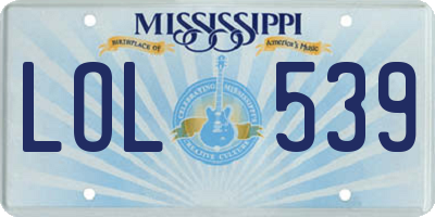 MS license plate LOL539
