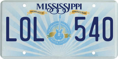 MS license plate LOL540