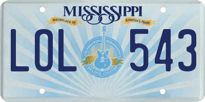 MS license plate LOL543