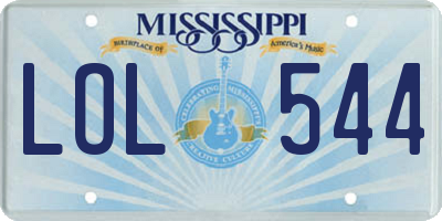 MS license plate LOL544