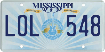 MS license plate LOL548