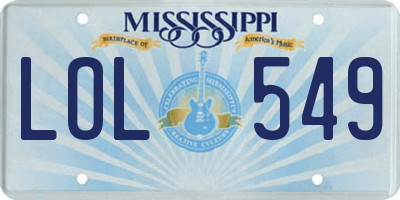 MS license plate LOL549
