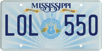 MS license plate LOL550