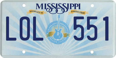 MS license plate LOL551