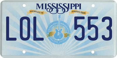 MS license plate LOL553