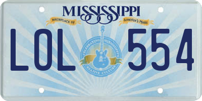MS license plate LOL554