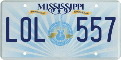 MS license plate LOL557