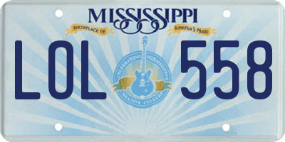 MS license plate LOL558