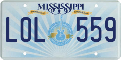 MS license plate LOL559