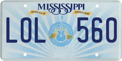 MS license plate LOL560