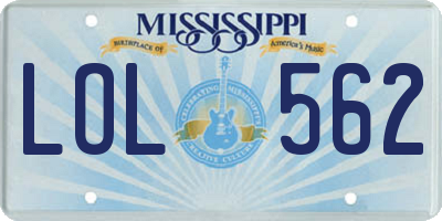 MS license plate LOL562