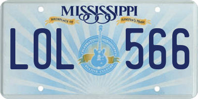 MS license plate LOL566