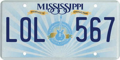 MS license plate LOL567