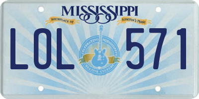 MS license plate LOL571
