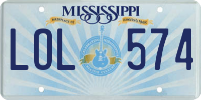 MS license plate LOL574