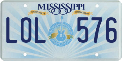 MS license plate LOL576