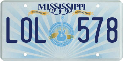 MS license plate LOL578
