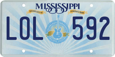 MS license plate LOL592