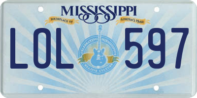 MS license plate LOL597