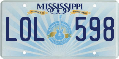 MS license plate LOL598
