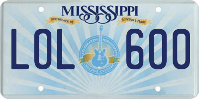 MS license plate LOL600