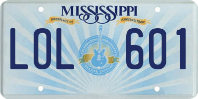 MS license plate LOL601
