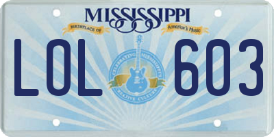 MS license plate LOL603