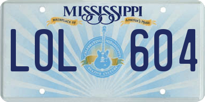 MS license plate LOL604