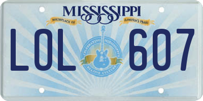 MS license plate LOL607