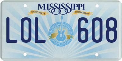 MS license plate LOL608