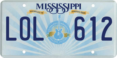 MS license plate LOL612