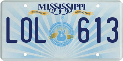 MS license plate LOL613